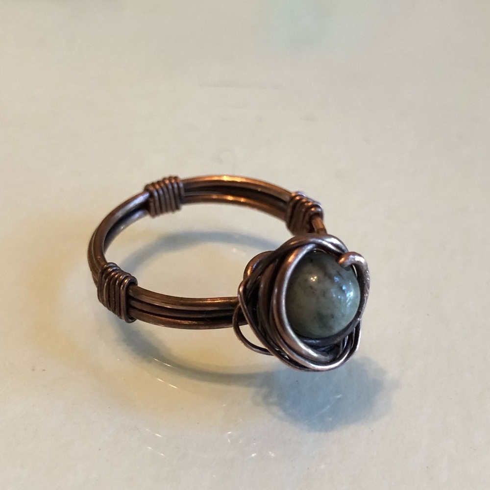 Handmade moonstone copper wire ring
